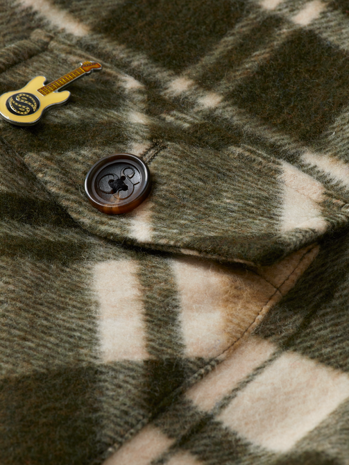Brushed Wool Blend Checked Overshirt
